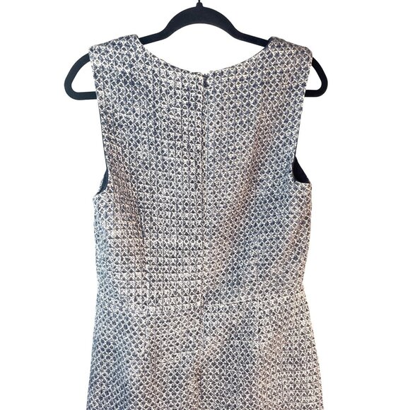 2/$30 Sleeveless Tweed Dress Size 12 By Slate & Willow In Navy Blue/White - Picture 8 of 11